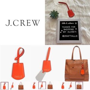 J. Crew Embossed Orange Leather Bag Tag || SMILE